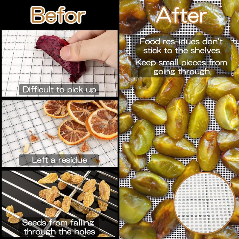 DOSTK (6 Pack) Silicone Dehydrator Sheets, Non Stick Dehydrator Mats for Fruit Dryer Mesh, Tray Liner Reusable (14 x 14 inch) - Image 4